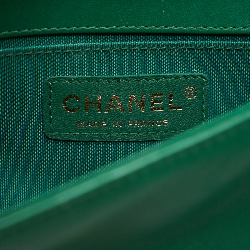 Chanel Small Boy Bag Lambskin Green LGHW
