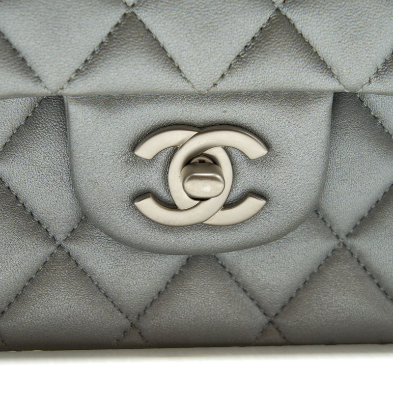 Chanel Medium Classic Flap Bag Silver Grey SHW