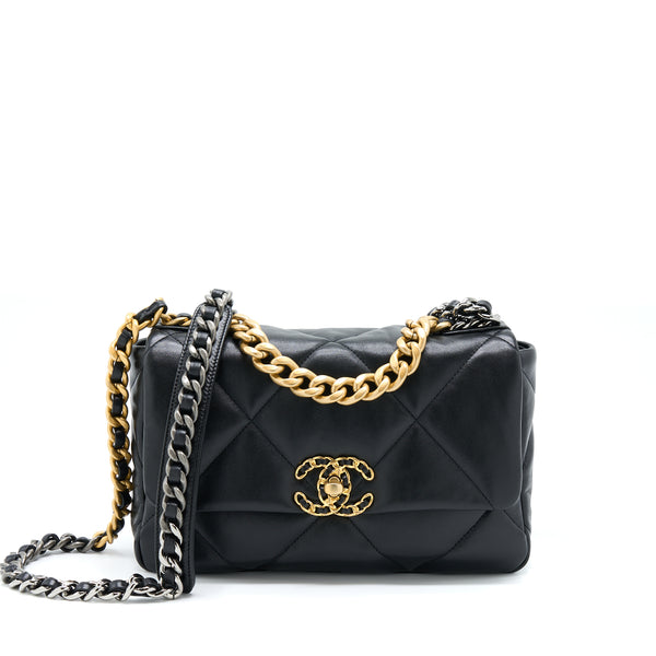 Chanel Small 19 Bag Lambskin Black Multicolour Hardware (Microchip)