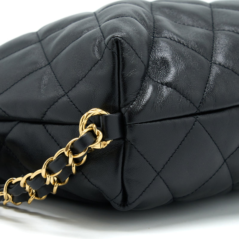 Chanel Black Quilted Lambskin Hobo Bag