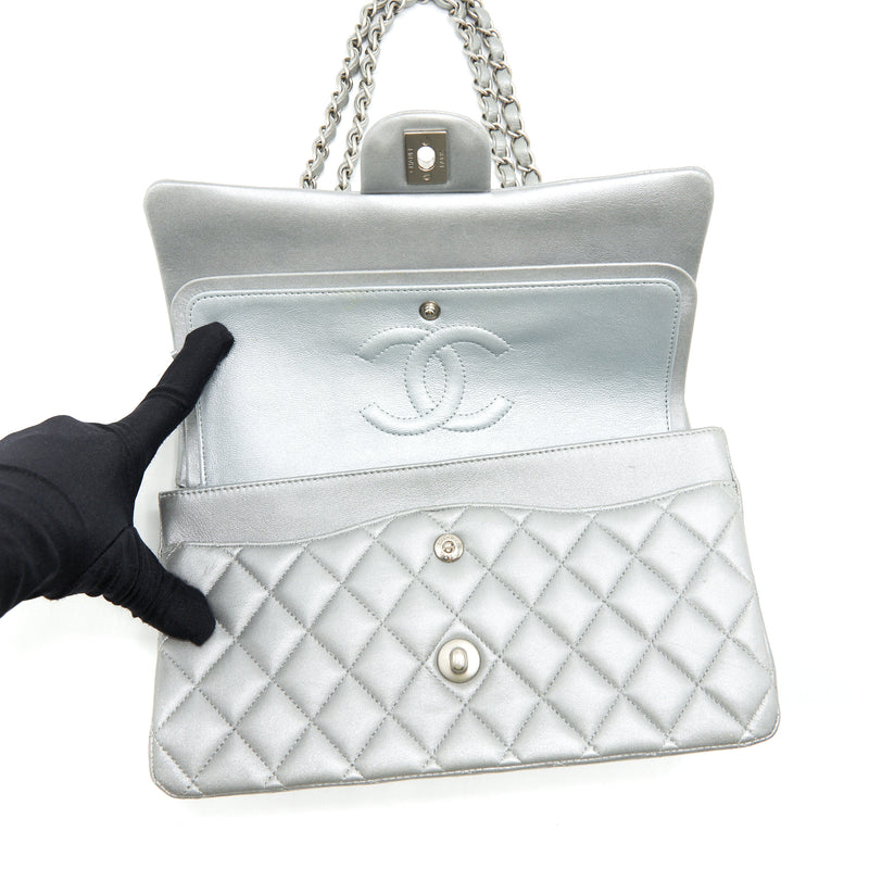 Chanel Medium Classic Flap Bag Silver Grey SHW