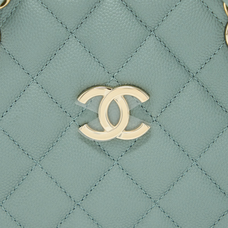 Chanel 23C Mini Bucket Caviar Light Grey LGHW (Microchip)