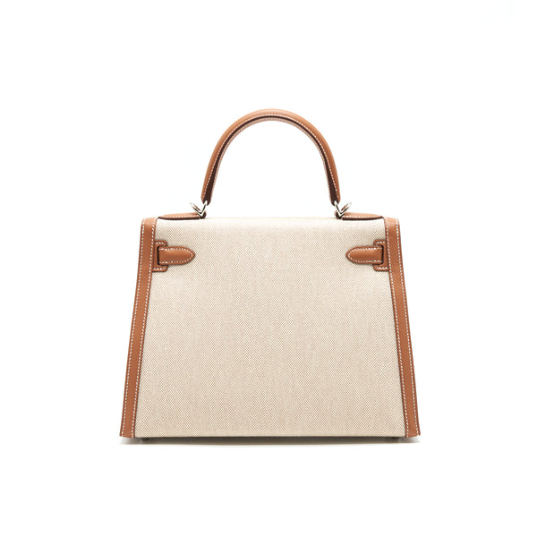 Hermes Kelly 28 Toile H Gold / beige SHW