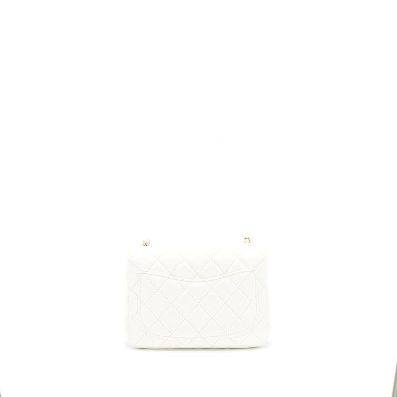 Chanel Pearl Crush Mini Square Flap Bag White GHW