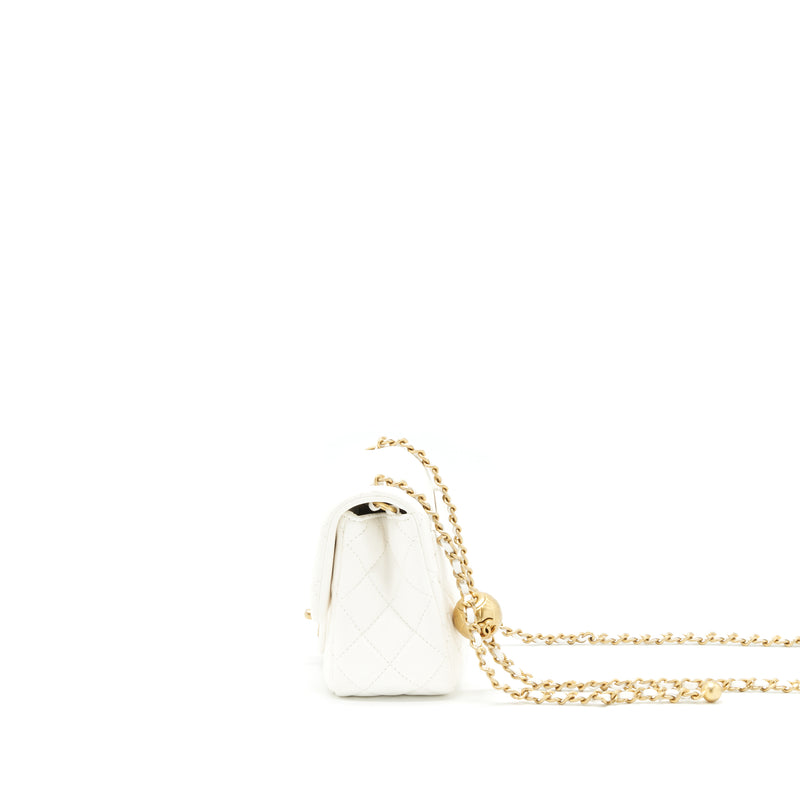 Chanel Pearl Crush Mini Square Flap Bag White GHW