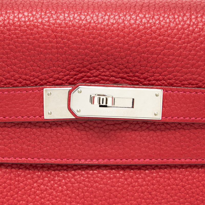 Hermes Kelly 32 Clemence Q5 Rouge Casaque SHW Stamp Square Q