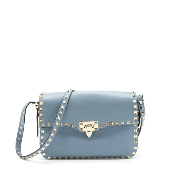 Valentino Rockstud Flap Crossbody Bag Light Blue LGHW
