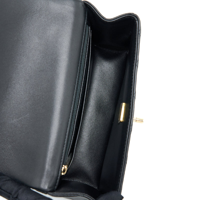 Chanel Top Handle Mini Rectangular Lambskin Black LGHW (Microchip)