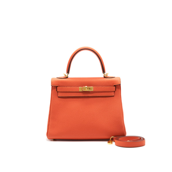 Hermes Kelly25 9J Feu GHW Togo Leather