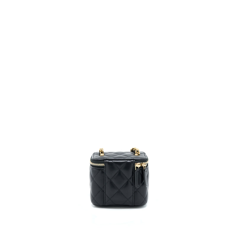 Chanel 22A Pearl Crush Mini Vanity With Chain Lambskin Black GHW