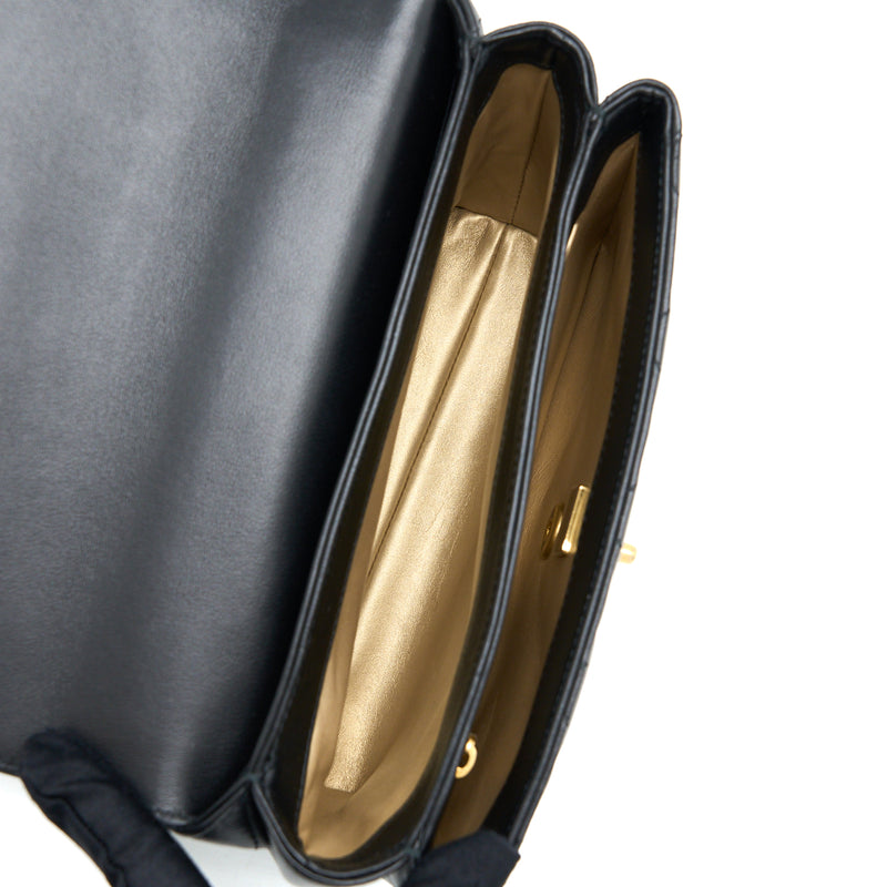 Chanel 22S Letter/Crystal Handle Flap Bag Lambskin Black Brushed GHW(Microchip)