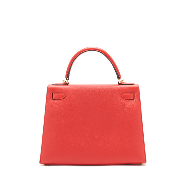 Hermes Kelly 28 Rouge Pivoine GHW Stamp A