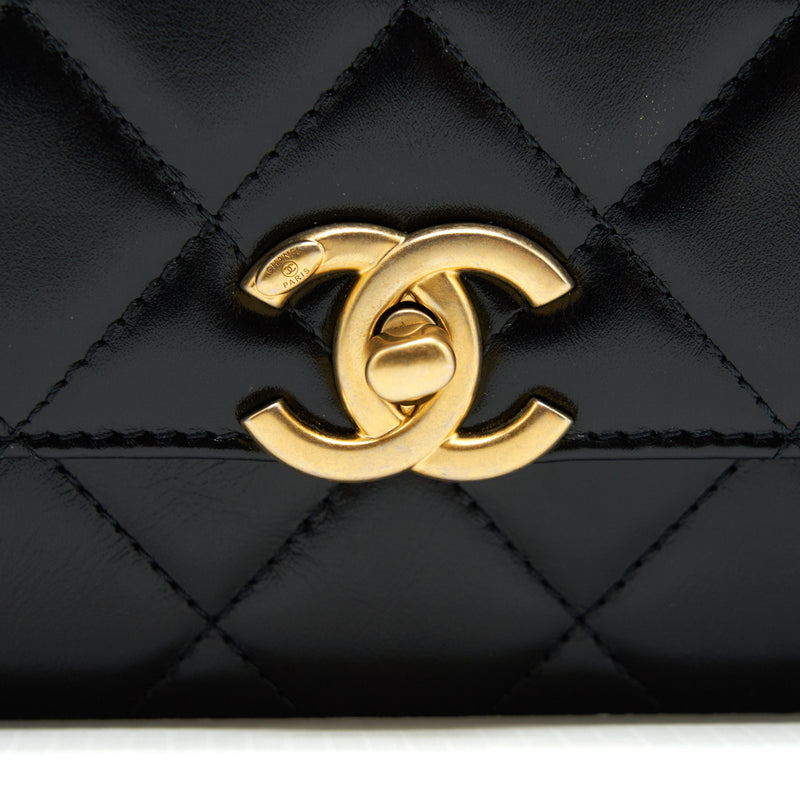 CHANEL 21A GOLD CRUSH FLAP BAG CALFSKIN Black GHW