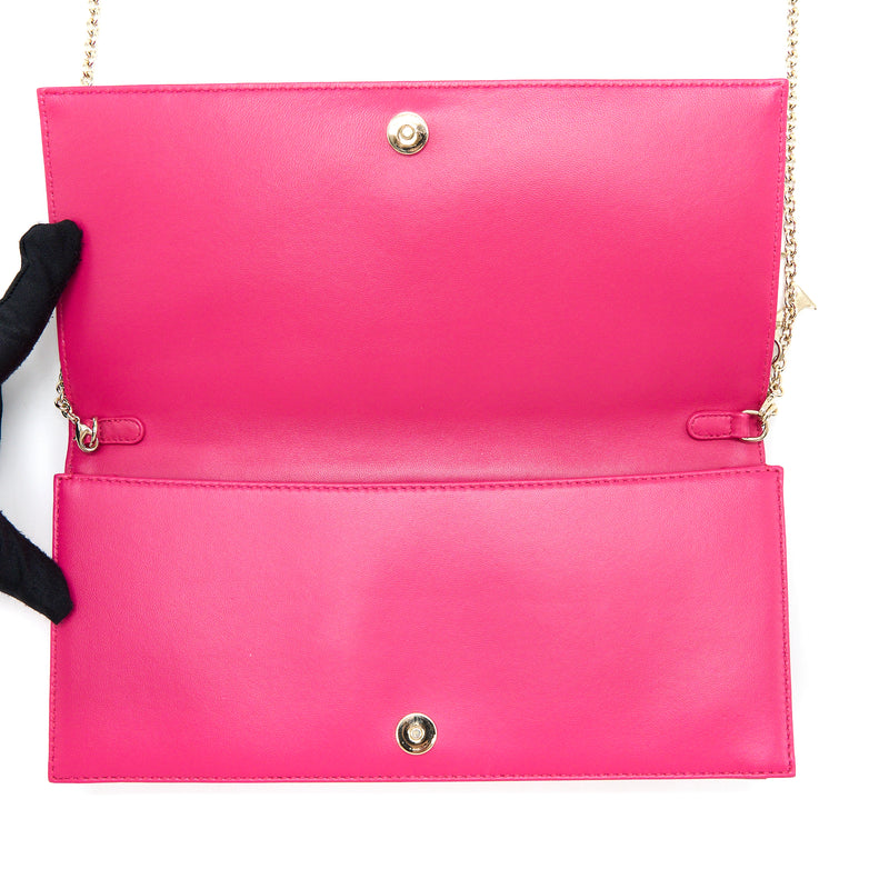 Dior Cannage Quilted Lady Dior Chain Clutch Lambskin Pink LGHW