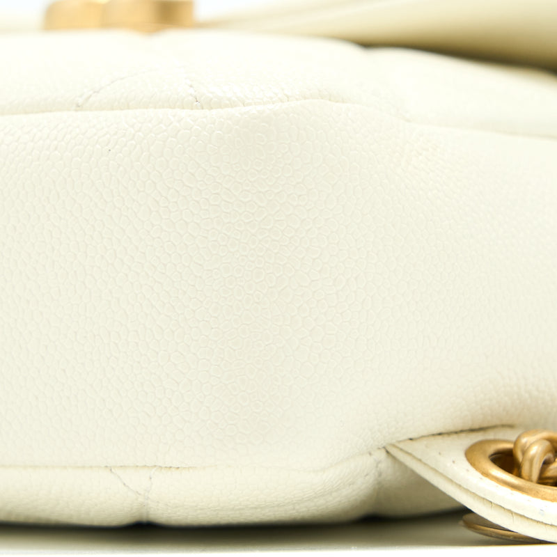 Chanel 22P Flap Backpack Caviar White Brushed GHW (Microchip)