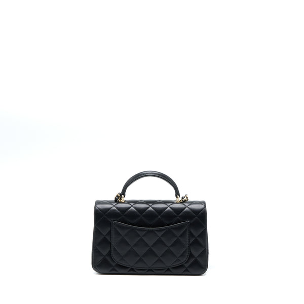 Chanel Top Handle Mini Rectangular Lambskin Black LGHW (Microchip)