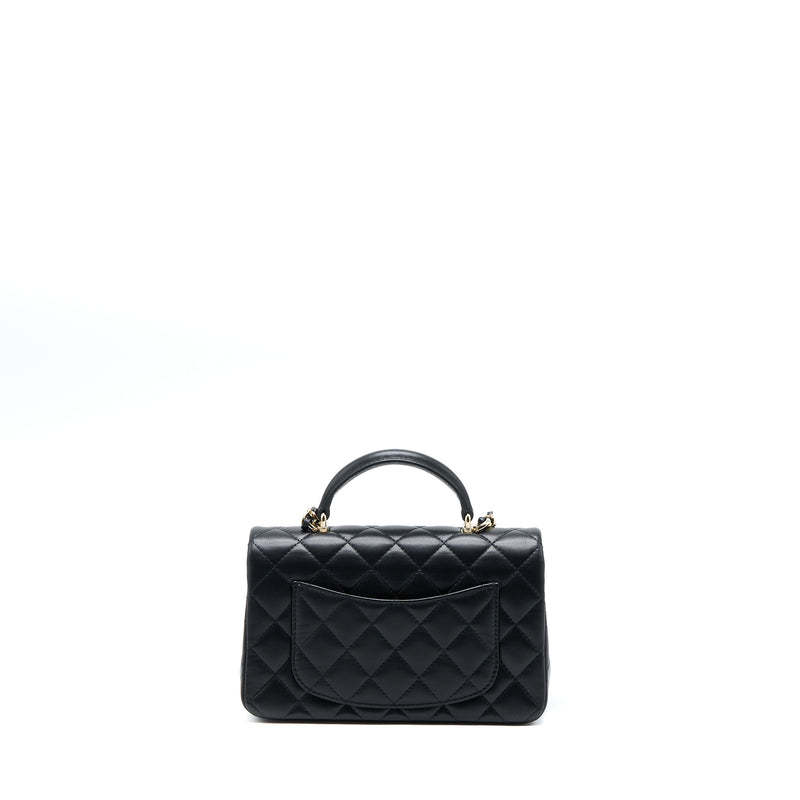 Chanel Top Handle Mini Rectangular Lambskin Black LGHW (Microchip)