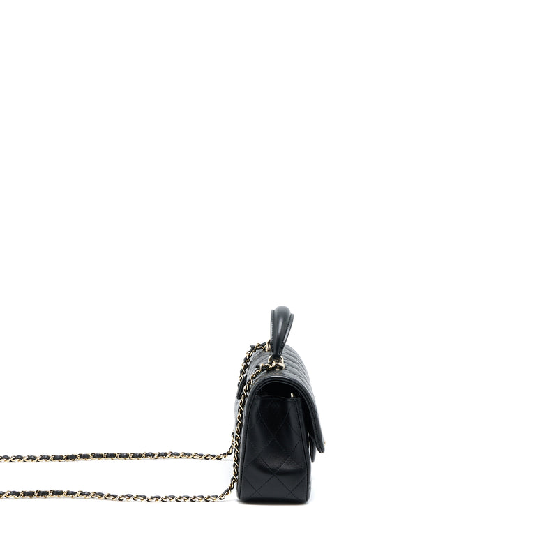 Chanel Top Handle Mini Rectangular Lambskin Black LGHW (Microchip)