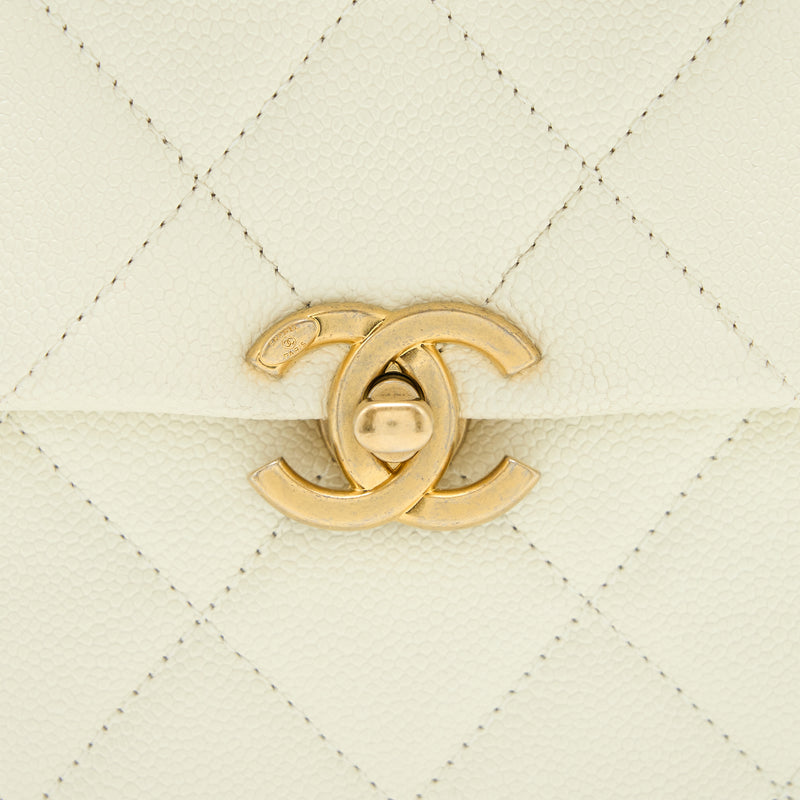 Chanel 22P Flap Backpack Caviar White Brushed GHW (Microchip)