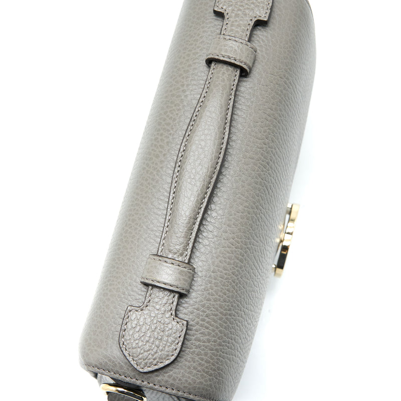 Gucci GG Top Handle Bag Caflskin Grey LGHW