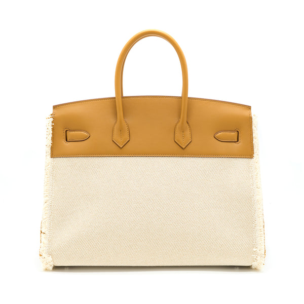 Hermes Birkin 35 Fray Fray Swift/Toile H Canvas Sesame SHW Stamp Z