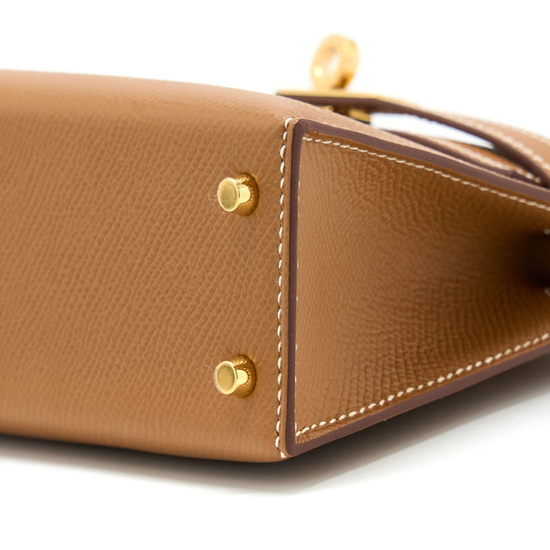 Hermes Mini Kelly II Epsom Gold GHW Stamp Z