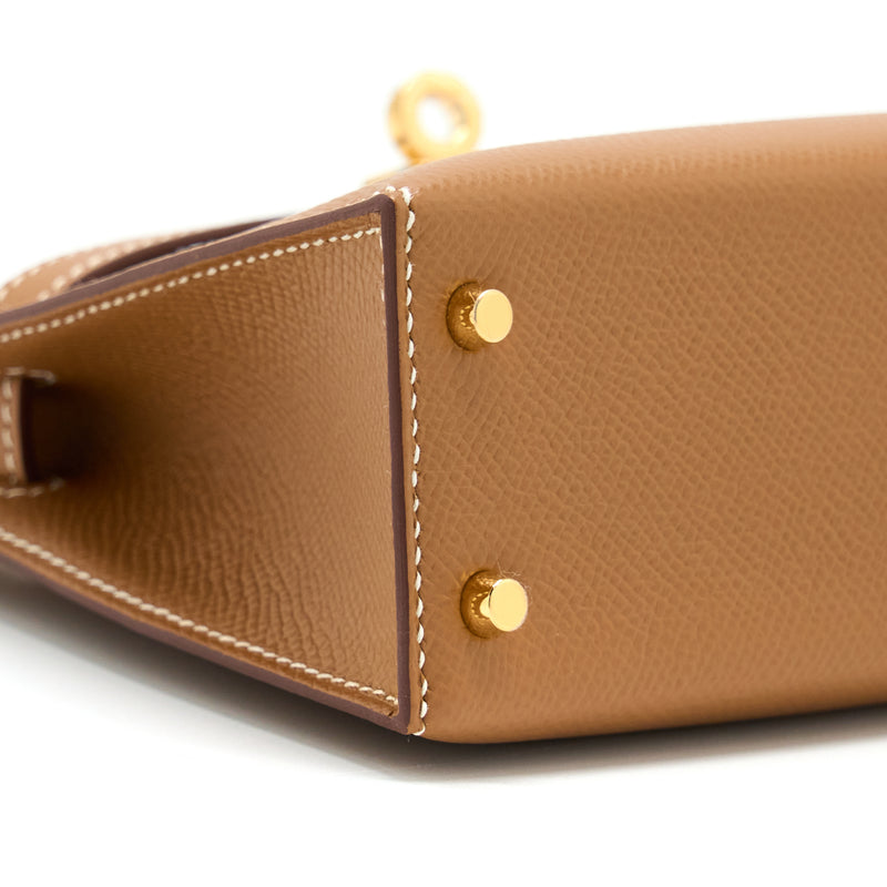 Hermes Mini Kelly II Epsom Gold GHW Stamp Z