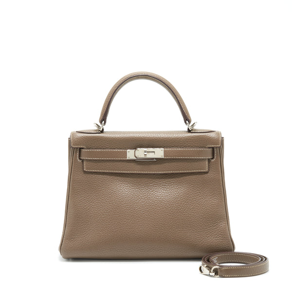 Hermes Kelly 28 Fjord Etoupe SHW Stamp Square Q