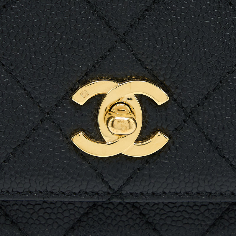 Chanel Vintage Top Handle Flap Bag Caviar Black GHW