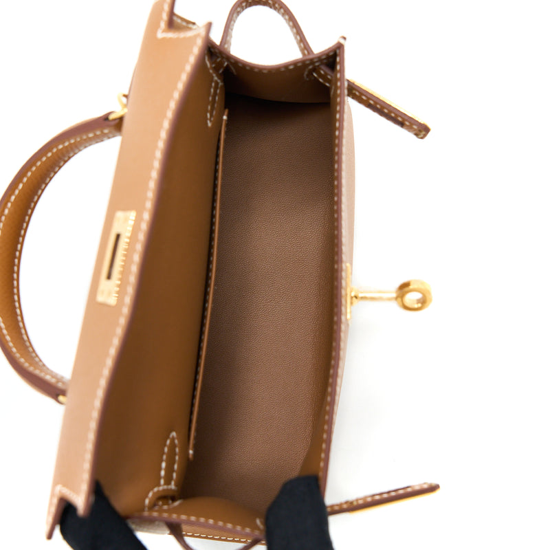 Hermes Mini Kelly II Epsom Gold GHW Stamp Z