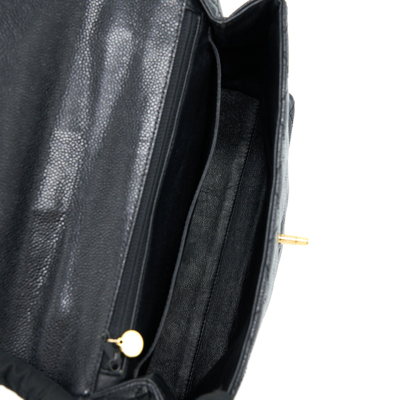 Chanel Vintage Top Handle Flap Bag Caviar Black GHW