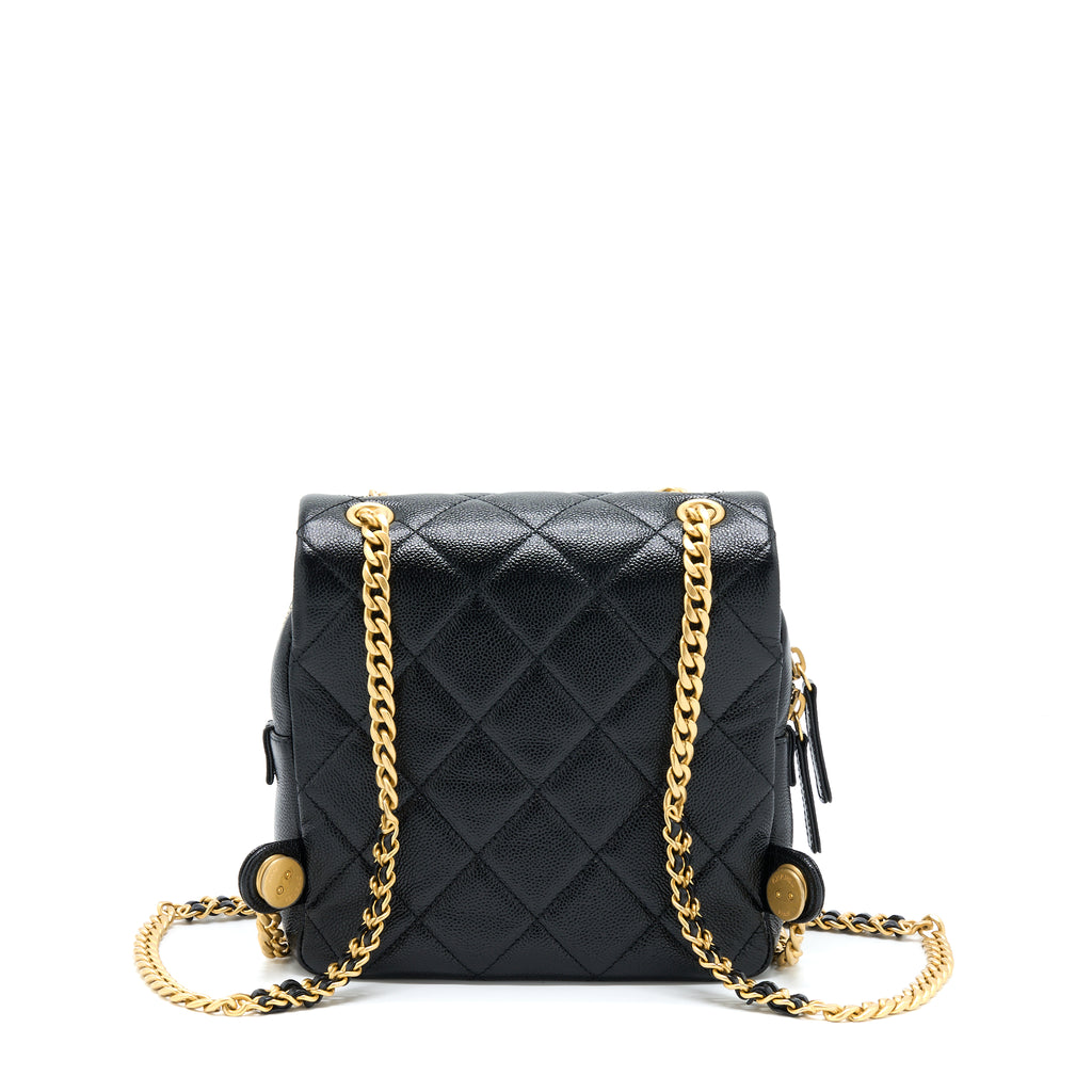 Chanel Black Grained Calfskin Bolt Bowler Bag For Sale at 1stDibs