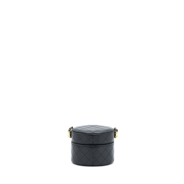 Chanel Mini Round Vanity With Chain Lambskin Black LGHW