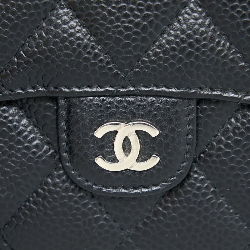 Chanel Small Classic Compact Wallet Caviar Black SHW