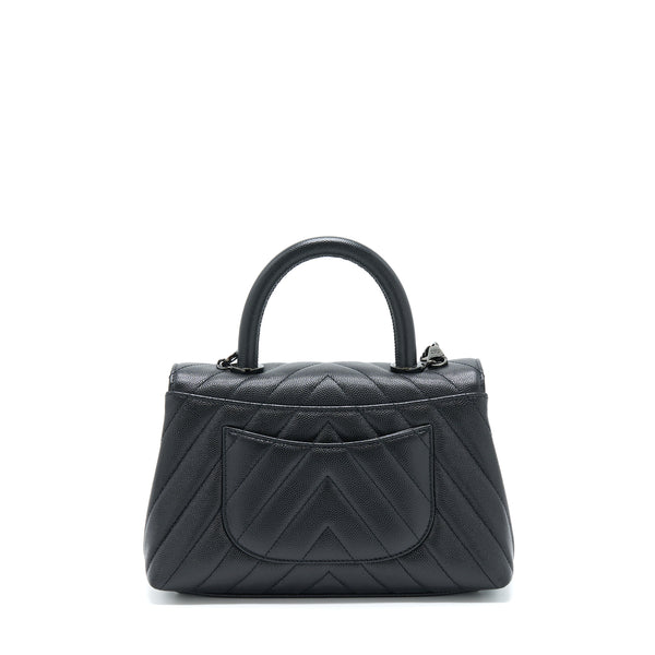 Chanel Small Coco Handle Chevron Caviar So Black