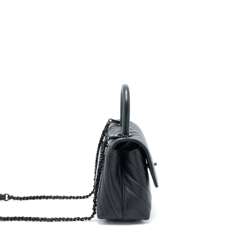 Chanel So Black Chevron Coco Handle Bag