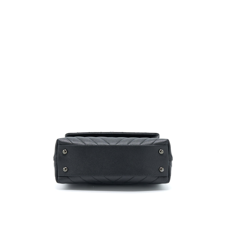 Chanel Small Coco Handle Chevron Caviar So Black