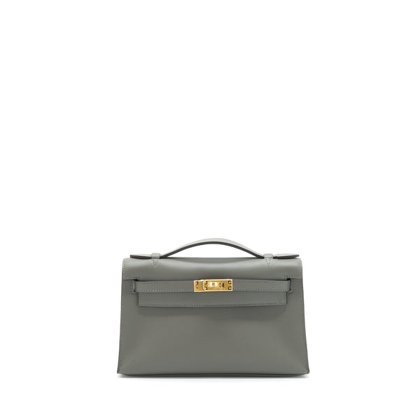 Hermes Kelly Pochette Swift 0L Gris Meyer GHW Stamp Z