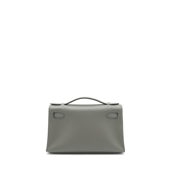 Hermes Kelly Pochette Swift 0L Gris Meyer GHW Stamp Z