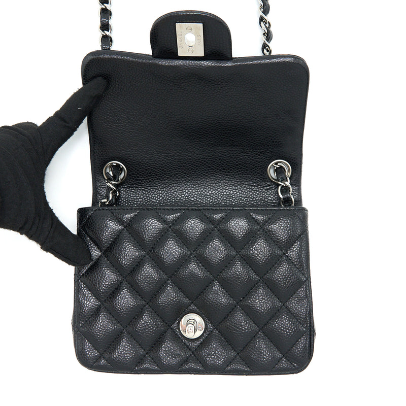 Chanel Classic Mini Square Flap Bag Caviar Black SHW