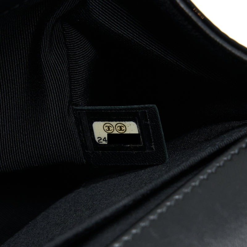 Chanel Medium Boy Bag Chevron Limited Patent Black SHW