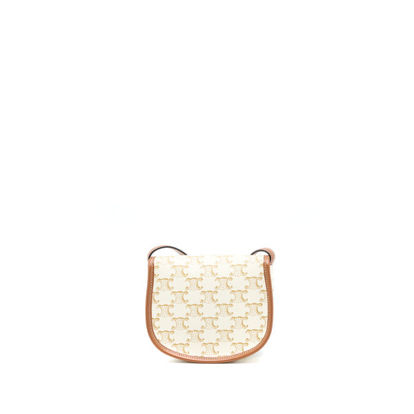 Celine Mini Besace Triomphe Canvas/Calfskin White GHW