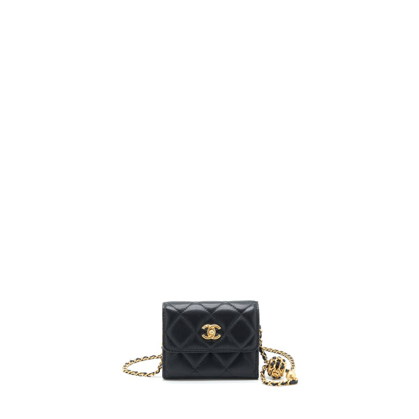 Chanel Pearl Crush Clutch With Chain Lambskin Black GHW