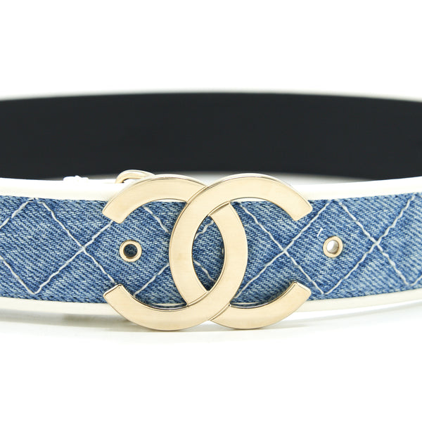 Chanel Size 70 CC logo Denim Belt GHW