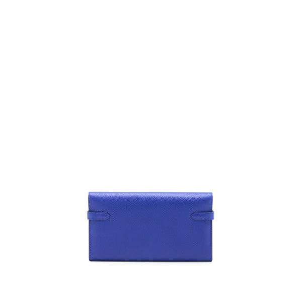 Hermes Kelly Long Wallet Epsom Blue Electric SHW Stamp Square R