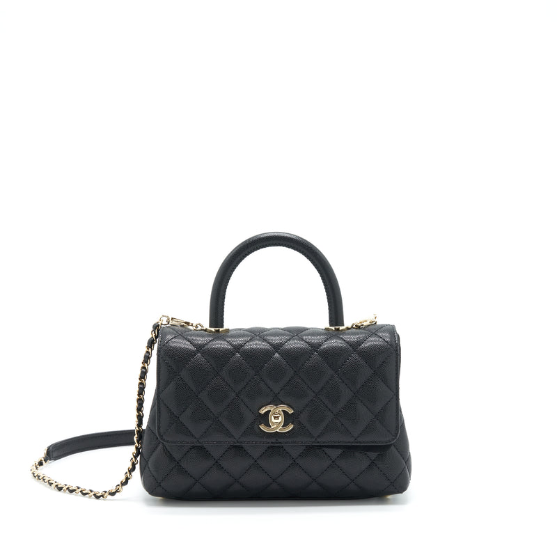 Chanel 22P Small Coco Handle Caviar Black LGHW (Microchip)