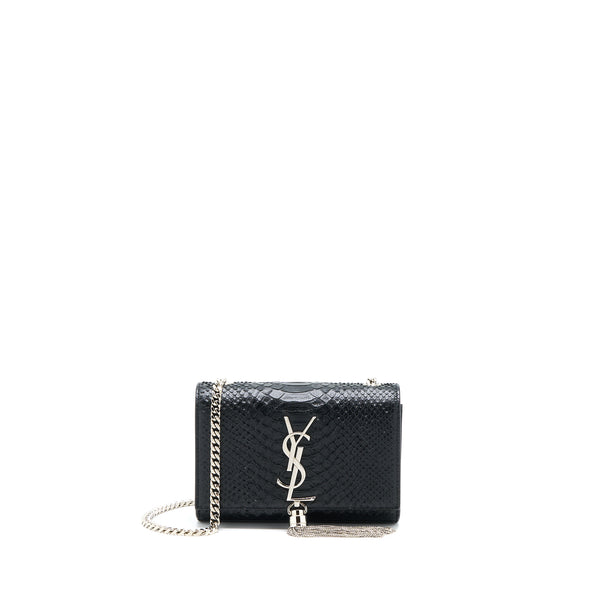 Saint Laurent Small Kate Python Embossed Calfskin Black SHW