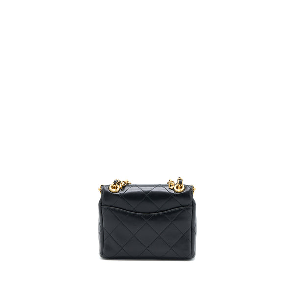 Chanel Kiss Lock Clasp Bag Lambskin Black Brushed GHW