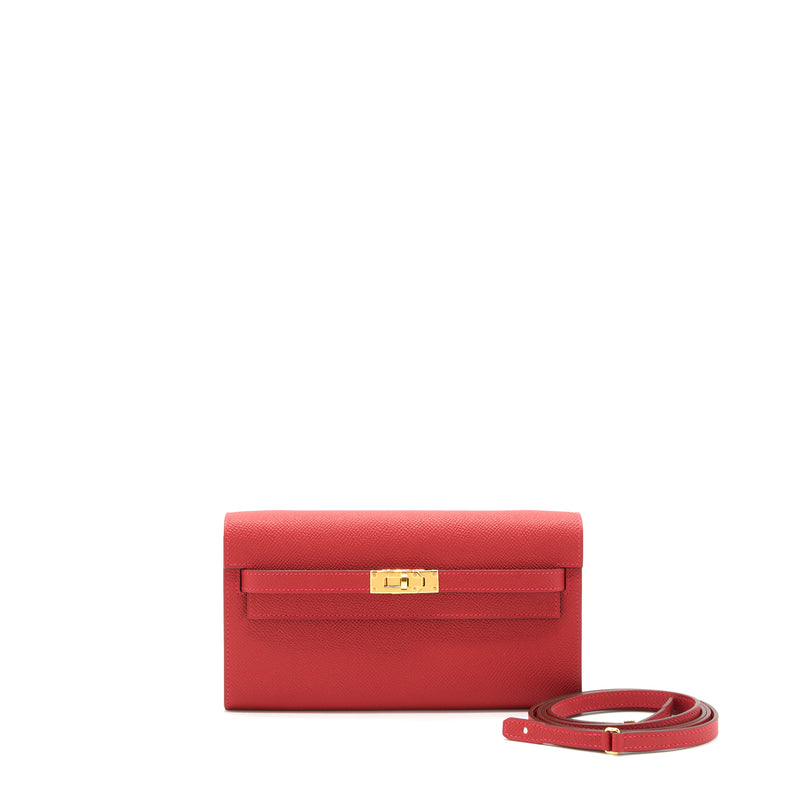 Hermes Kelly To Go Epsom Rouge Casaque GHW stamp Y