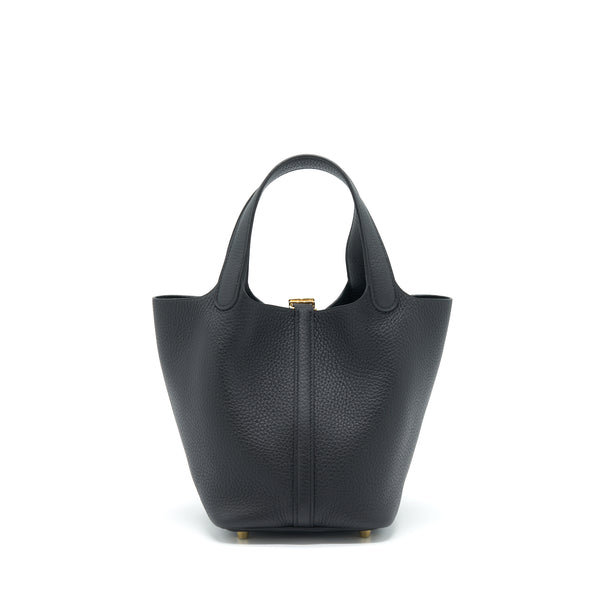 Hermes Picotin 18 Clemence Black GHW Stamp U